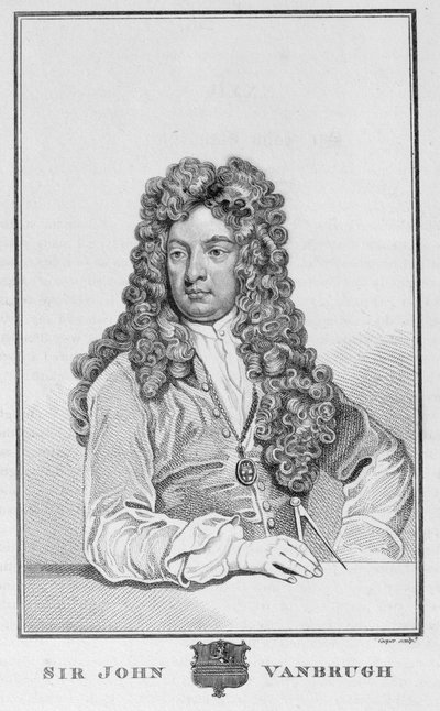 Sir John Vanbrugh, engraved by Richard Cooper by Godfrey Kneller